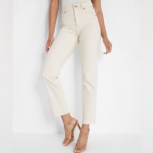 Express Conscious Edit Super High Waisted Cream Modern Straight Jeans